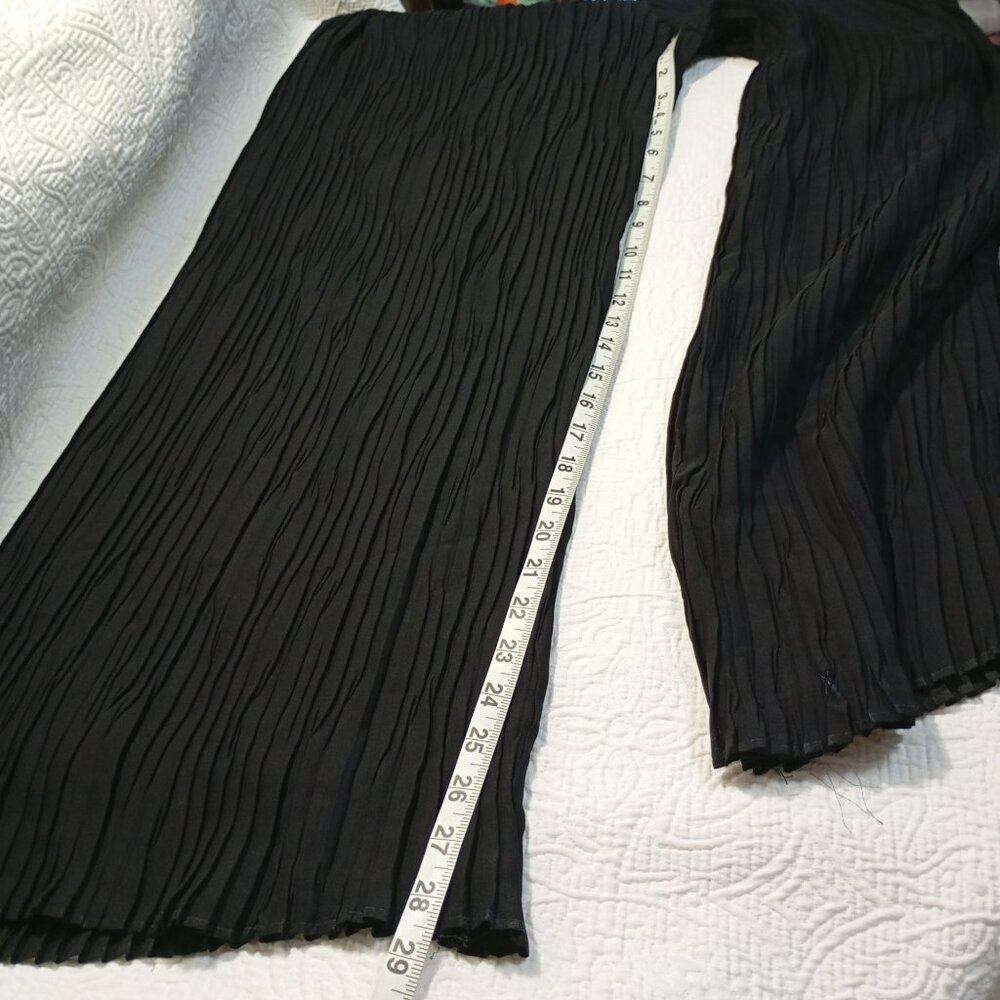 C'est Duo By Casablanca Black Crinkle Wide-Leg Pants With Drawstring Waist Sz S - Picture 12 of 13